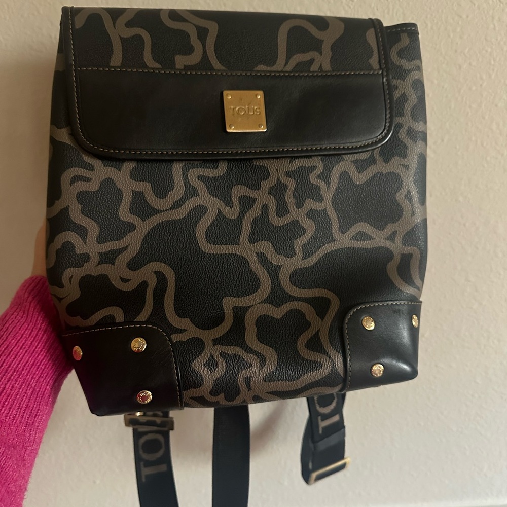 Tous Black and Gray Backpack with Abstract Design